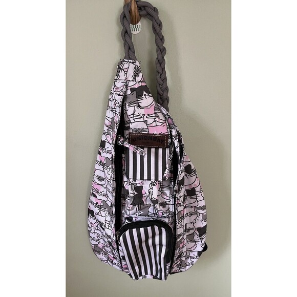 Union Bay Women's Sling Back Backpack Cat Faces Adjustable Pink/Gray/White - Picture 1 of 5
